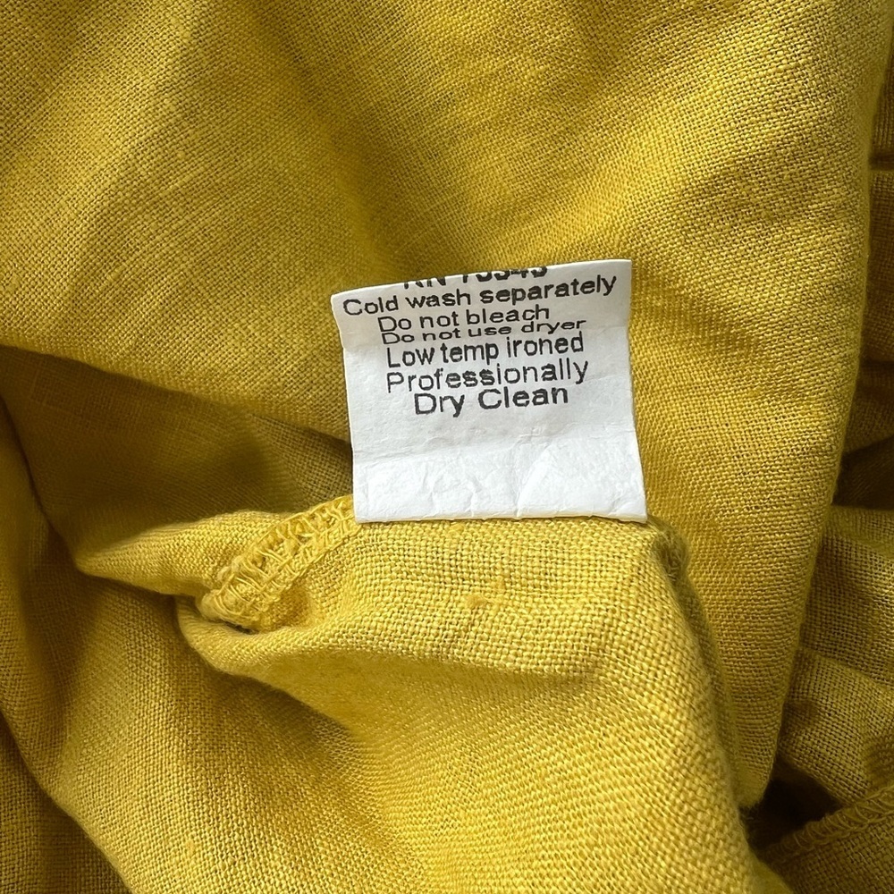 Terzo Millennio 100% Linen Ruffle Hem Shift Dress in Chartreuse Yellow, L - Picture 6 of 7